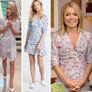 Veronica Beard Ruched Blue Floral Dress